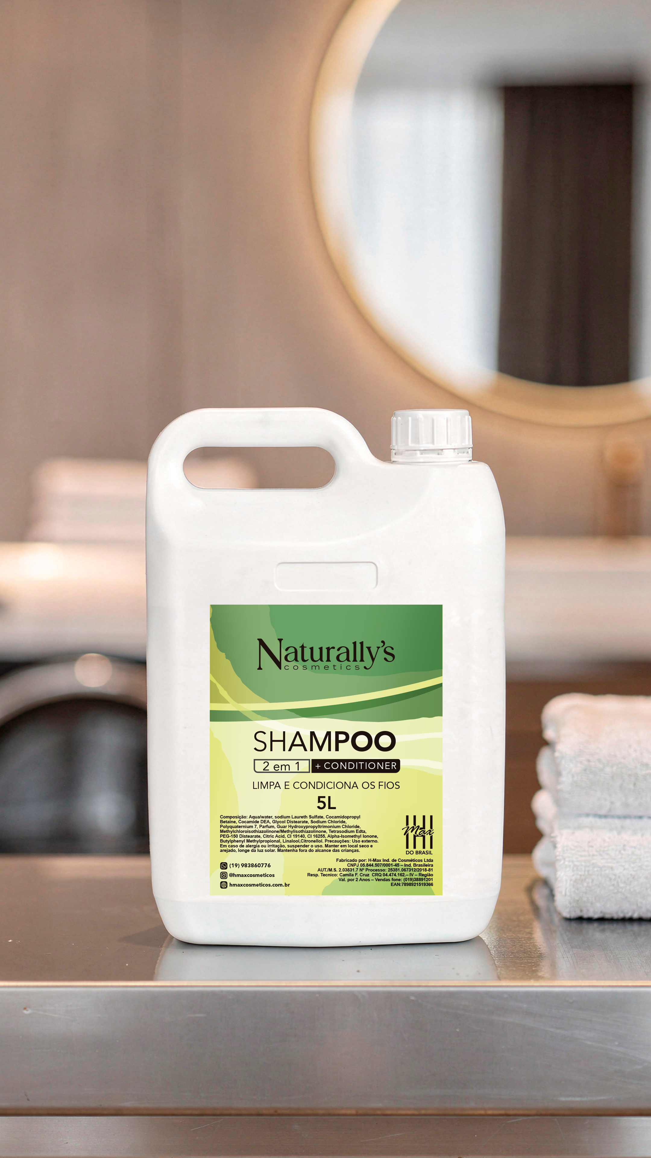 Galão 5 litros de shampoo 2 em 1