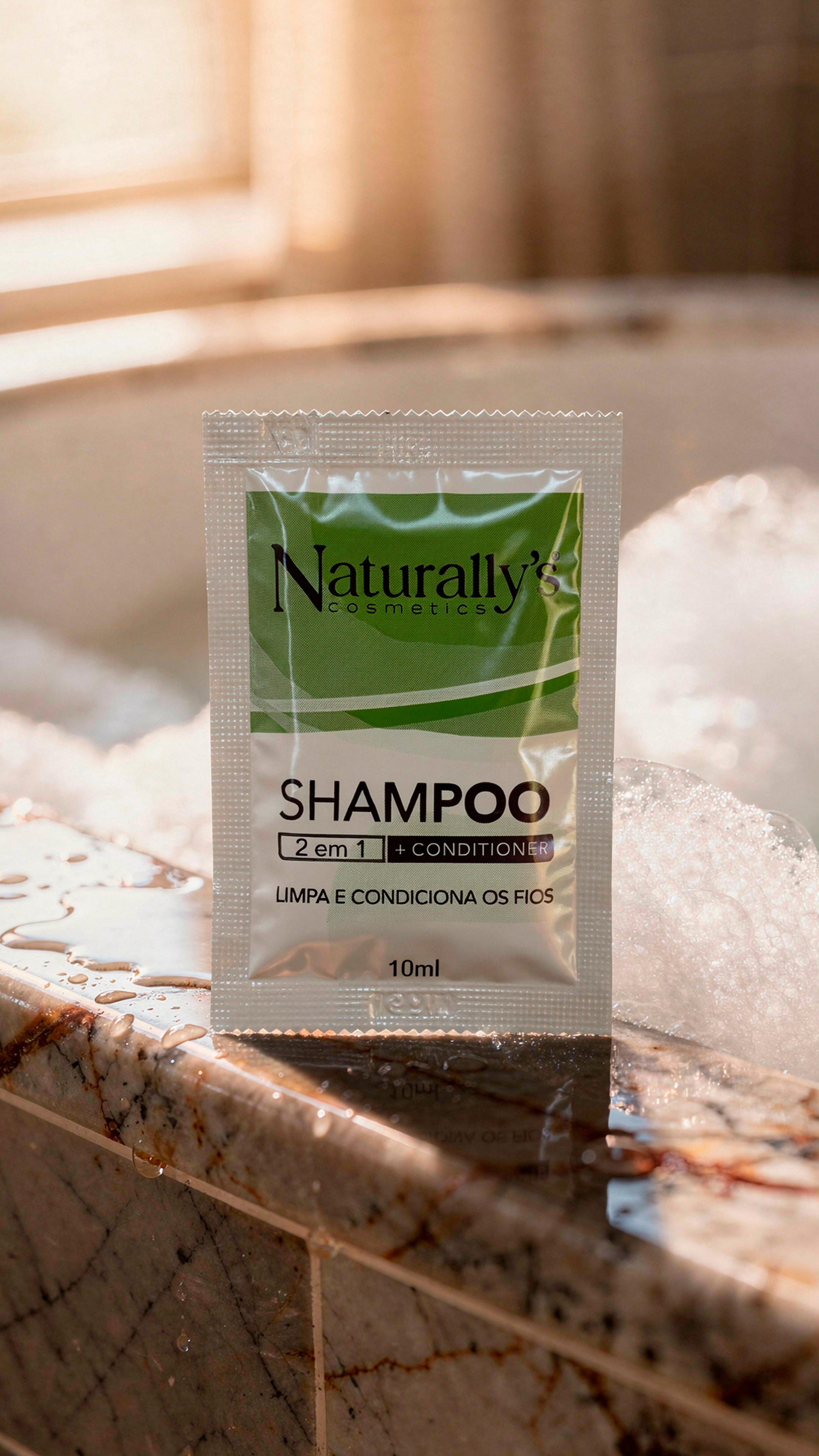 Sachê de shampoo 10 ml para alto giro
